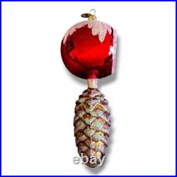 Christopher Radko PINETOPS Reflector Red Pinecone Christmas Ornament 00-499-0