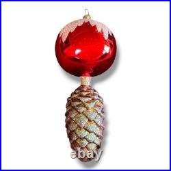 Christopher Radko PINETOPS Reflector Red Pinecone Christmas Ornament 00-499-0