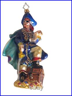 Christopher Radko PIRATE WITH TREASURE CHEST Hand Blown Glass Ornament- NO BOX