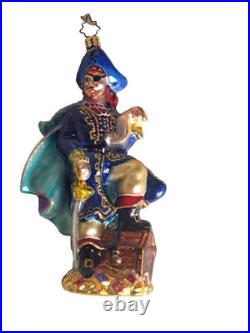 Christopher Radko PIRATE WITH TREASURE CHEST Hand Blown Glass Ornament- NO BOX