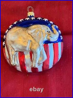 Christopher Radko Patriotic Ornament Republican Elephant It's A Party
