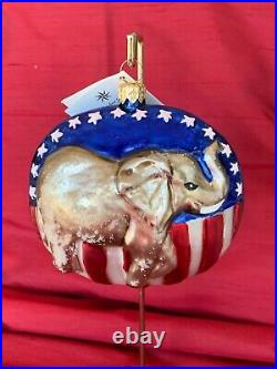 Christopher Radko Patriotic Ornament Republican Elephant It's A Party Nwt