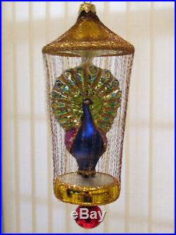 Christopher Radko Peacock in Gilded Cage 93-406-0 Hand Signed Ornament