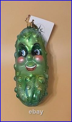 Christopher Radko Pickle Puss 5 Glass Ornament New With Tag No Box Read