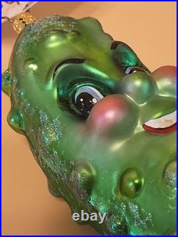 Christopher Radko Pickle Puss 5 Glass Ornament New With Tag No Box Read