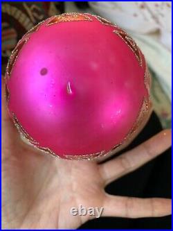 Christopher Radko Pink Tiffany Blown Glass Ball Christmas Ornament