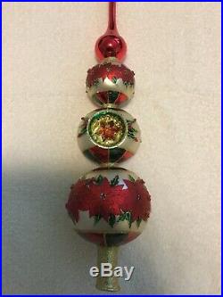 Christopher Radko Poinsettia Christmas Tree Topper Ornament Finial 17