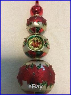 Christopher Radko Poinsettia Christmas Tree Topper Ornament Finial 17