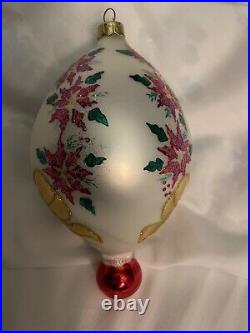 Christopher Radko Poinsettia Elegance Tear Drop Christmas Ornament 96-287-E