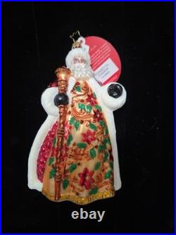 Christopher Radko Poinsettia Passion Santa Ornament 1018825 D