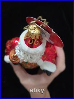 Christopher Radko Poinsettia Passion Santa Ornament 1018825 D