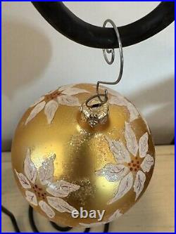 Christopher Radko Poinsettia Snow Tear Drop Gold Christmas Ornament