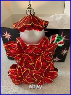 Christopher Radko Poinzy Pal Poinsettia version of Holly Jean Ornament withBox