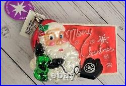 Christopher Radko Postcard Merry Christmas 20th Anniversary Santa Phone Ornament