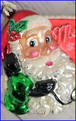 Christopher Radko Postcard Merry Christmas 20th Anniversary Santa Phone Ornament