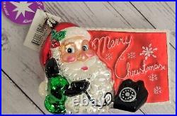 Christopher Radko Postcard Merry Christmas 20th Anniversary Santa Phone Ornament