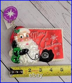 Christopher Radko Postcard Merry Christmas 20th Anniversary Santa Phone Ornament