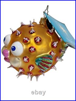 Christopher Radko Puff A Kiss Puffer Fish Glass Christmas Ornament