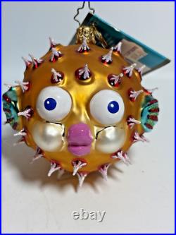 Christopher Radko Puff A Kiss Puffer Fish Glass Christmas Ornament