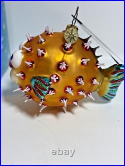 Christopher Radko Puff A Kiss Puffer Fish Glass Christmas Ornament
