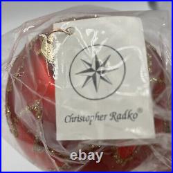 Christopher Radko RAINBOW Red SCARLETT Glass Ball Christmas Ornament SEALED