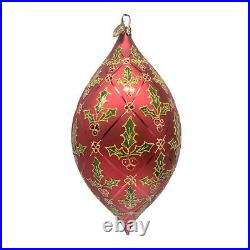 Christopher Radko REGAL HOLLY Ornament Red Holly Leaves Large Ball Drop 01-LAT-0