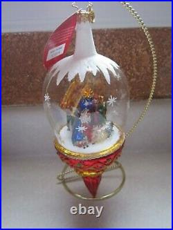 Christopher Radko ROOM FOR THREE Globe Nativity Ornament Mary Jesus #1018919