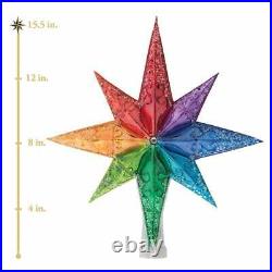 Christopher Radko Rainbow Stellar Star Finial Tree Topper 15.5 1020072