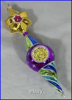 Christopher Radko Rare Ball Drop Star Ornament 11 with Tag Crack Noted READ