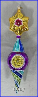 Christopher Radko Rare Ball Drop Star Ornament 11 with Tag Crack Noted READ