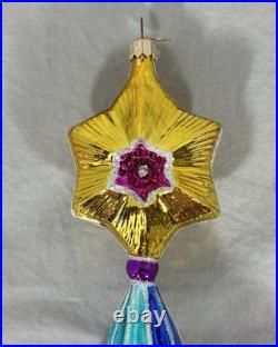 Christopher Radko Rare Ball Drop Star Ornament 11 with Tag Crack Noted READ