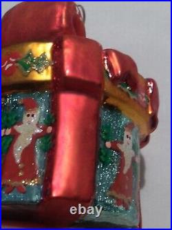 Christopher Radko Red Bow Nick Gift Santas Circle Christmas Ornament 3 RETIRED