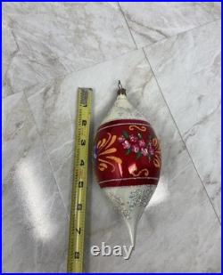 Christopher Radko Red Deco Floral Drop Ornament