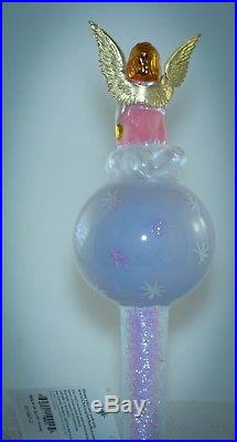 Christopher Radko Reflector Finial Christmas Ornament PINK ANGEL REALM OF GLORY