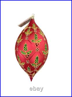 Christopher Radko Regal Holly Teardrop Ornament Anniversary LE 01-LAT-09