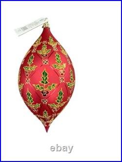 Christopher Radko Regal Holly Teardrop Ornament Anniversary LE 01-LAT-09