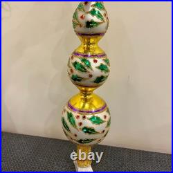 Christopher Radko Retired Vintage Extremely Rare HOLLY RIBBONS FINIAL 1993