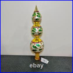 Christopher Radko Retired Vintage Extremely Rare HOLLY RIBBONS FINIAL 1993