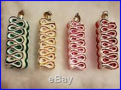 Christopher Radko Ribbon Candy Delight Set Of 4 Glass Christmas Ornaments
