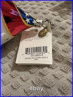 Christopher Radko Round Old Glory Patriotic Flag Tear Drop Christmas Ornament
