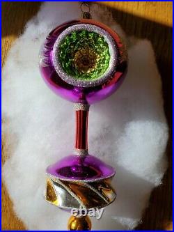 Christopher Radko Royal Diadem Triple Reflector Purple Glass Christmas Ornament