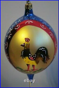 Christopher Radko Royal Rooster/Bird Oval Drop Christmas ornament, New withFlaws