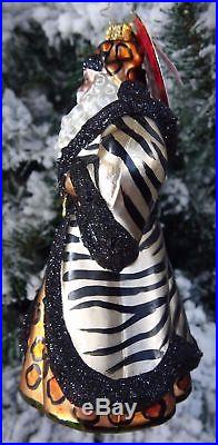 Christopher Radko SANTA'S WILD SIDE Cheetah Zebra Ornament #1019096 NEW 2017