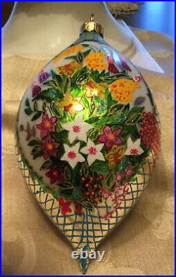 Christopher Radko SPRING/EASTER/CHRISTMAS Teardrop Ornament Summer Flowers 2001