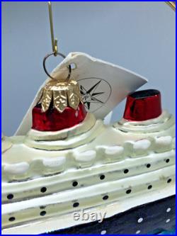 Christopher Radko SS Normandie #99-287-0 Large 7 Blown Glass Ornament withTags