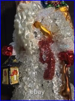 Christopher Radko Santa Blown Glass Christmas Ornament Ice White Snow Large 9