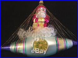 Christopher Radko Santa In Space Ornament 1993 93-127-0 Rocket Pink Claus, RARE