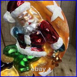 Christopher Radko Santa Sleeping On the Moon Blown Glass Ornament Vintage 2001
