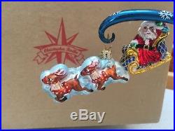 Christopher Radko Santa and Sleigh Christmas Ornaments with Stand Brand New