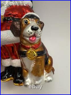 Christopher Radko Santa's Best Friend Glass Ornament 6 -Santa&Dog withbox+tag